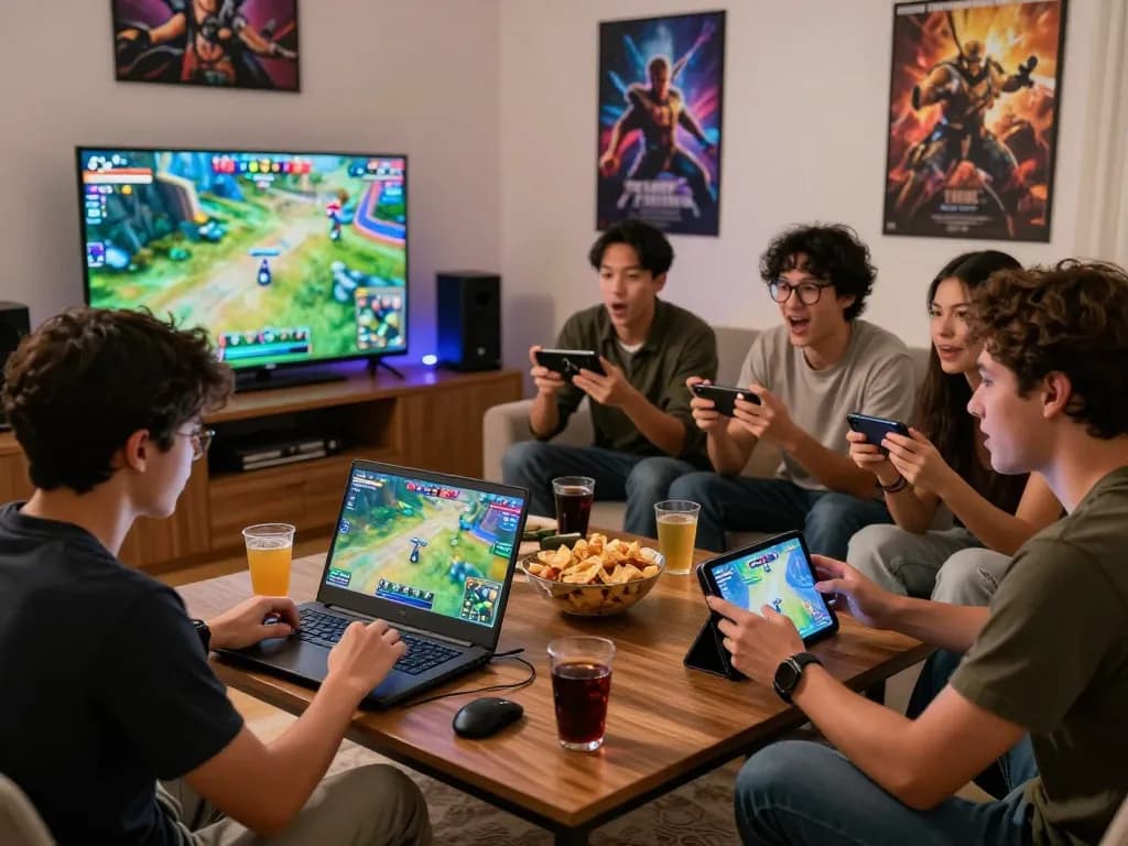 Group of friends experiencing the excitement of Go88 gaming in a cozy living room.