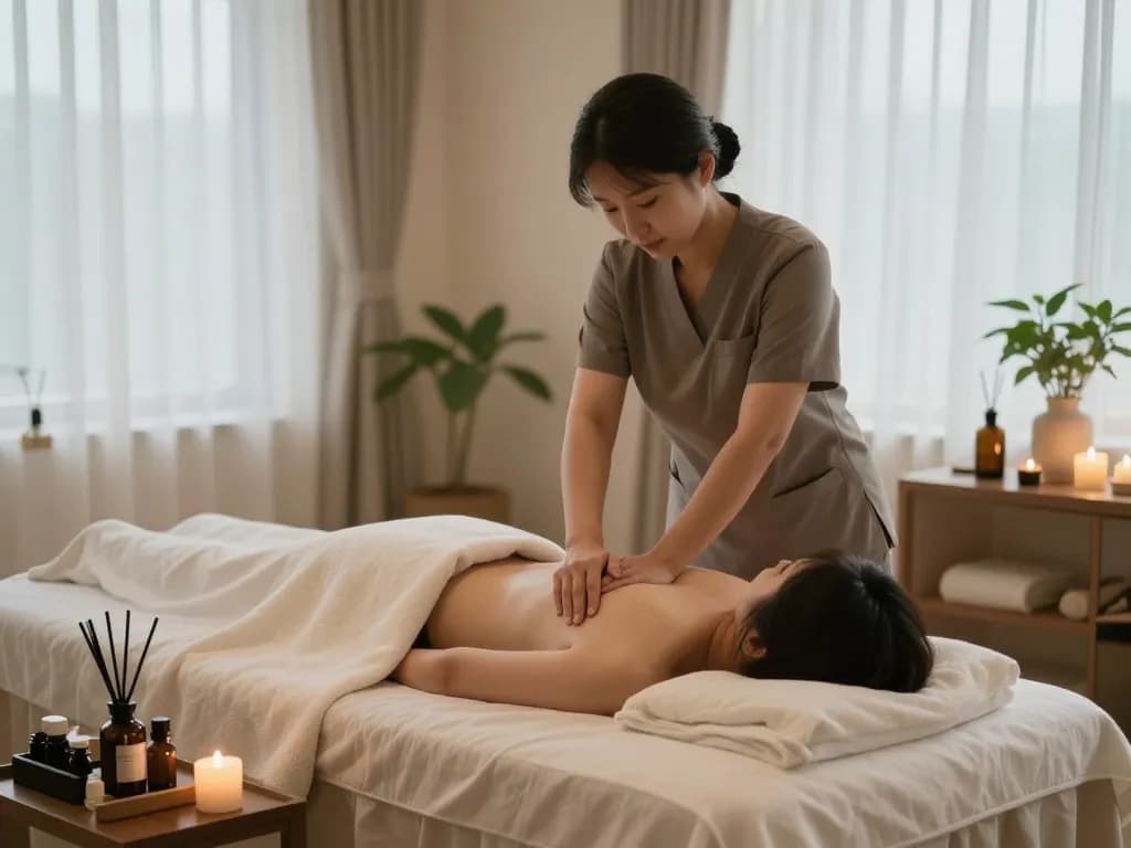 Experience a peaceful 강남스웨디시 massage in a tranquil spa atmosphere, featuring a professional therapist and relaxing decor.