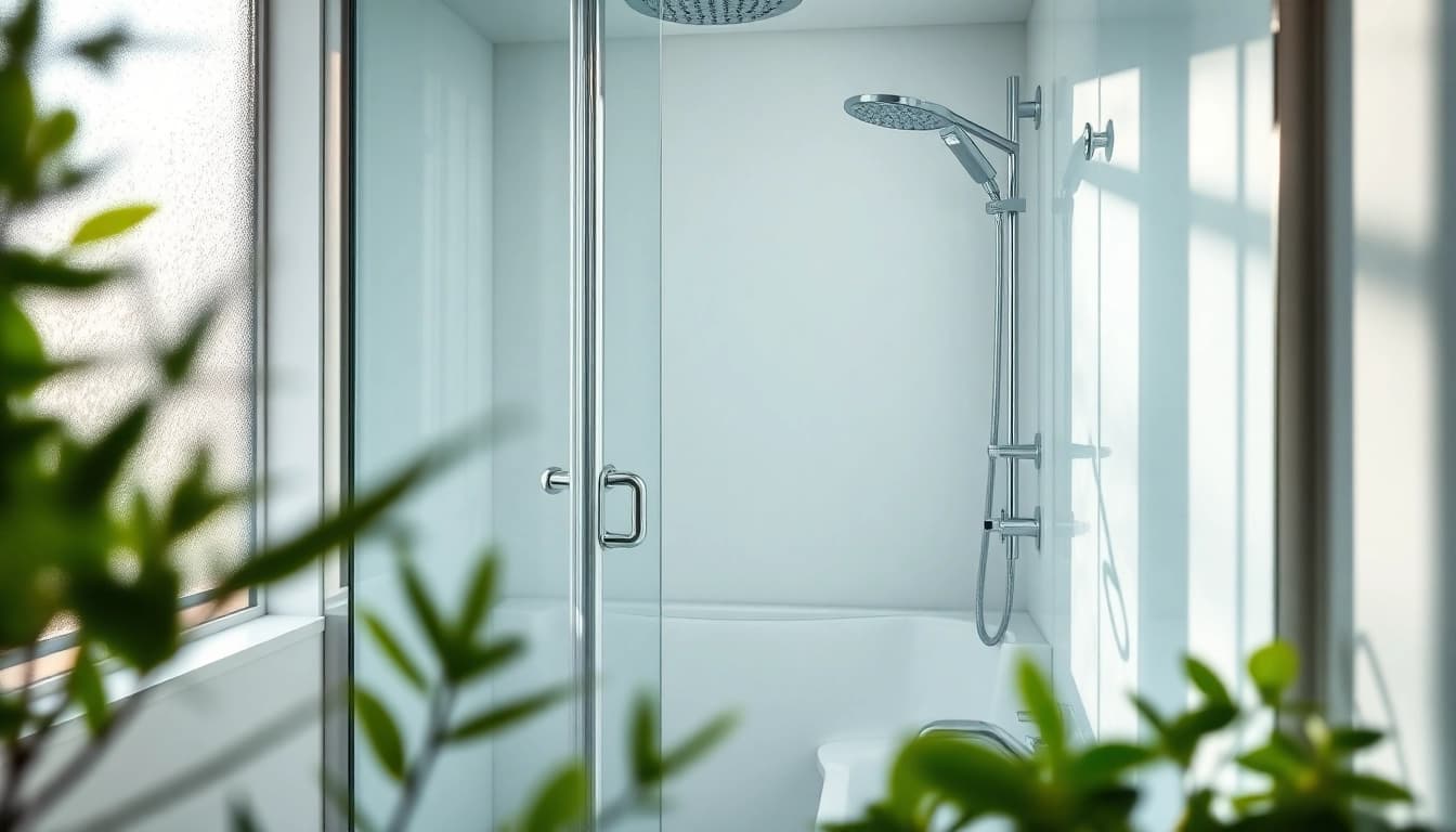 Genießen Sie die elegante sonni Duschkabine mit glänzendem Glas und modernen Armaturen.