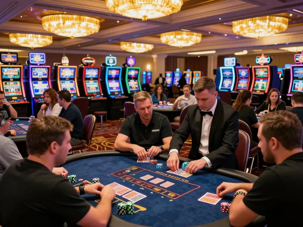 Players engaging in strategic card games at G28 com casino, showcasing vibrant gaming atmosphere.