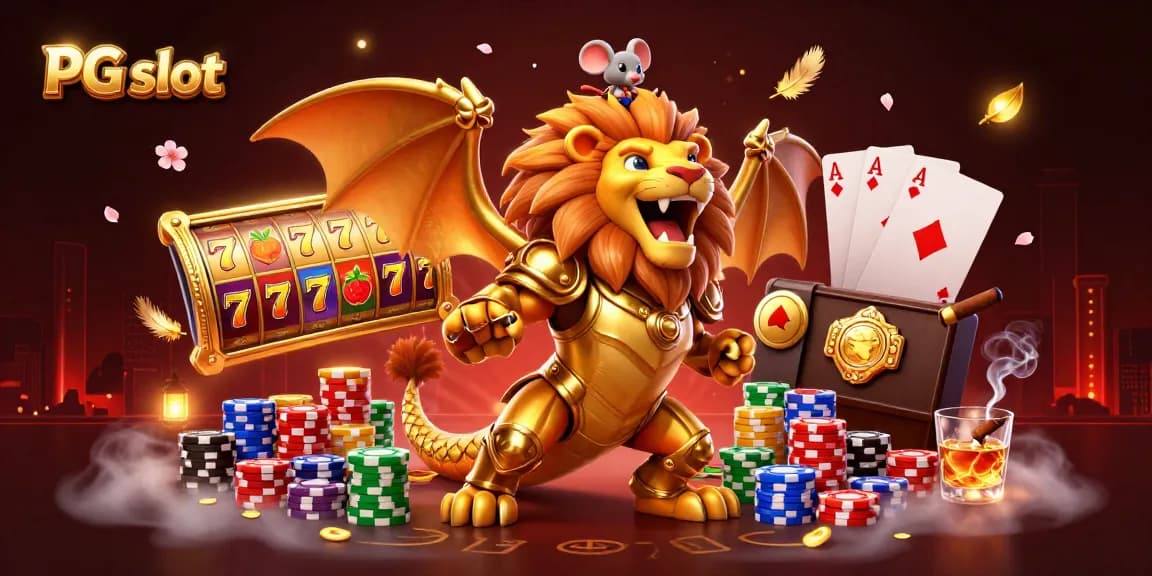 Spin the PG slot reels with vibrant 3D visuals featuring a winning chimera creature.