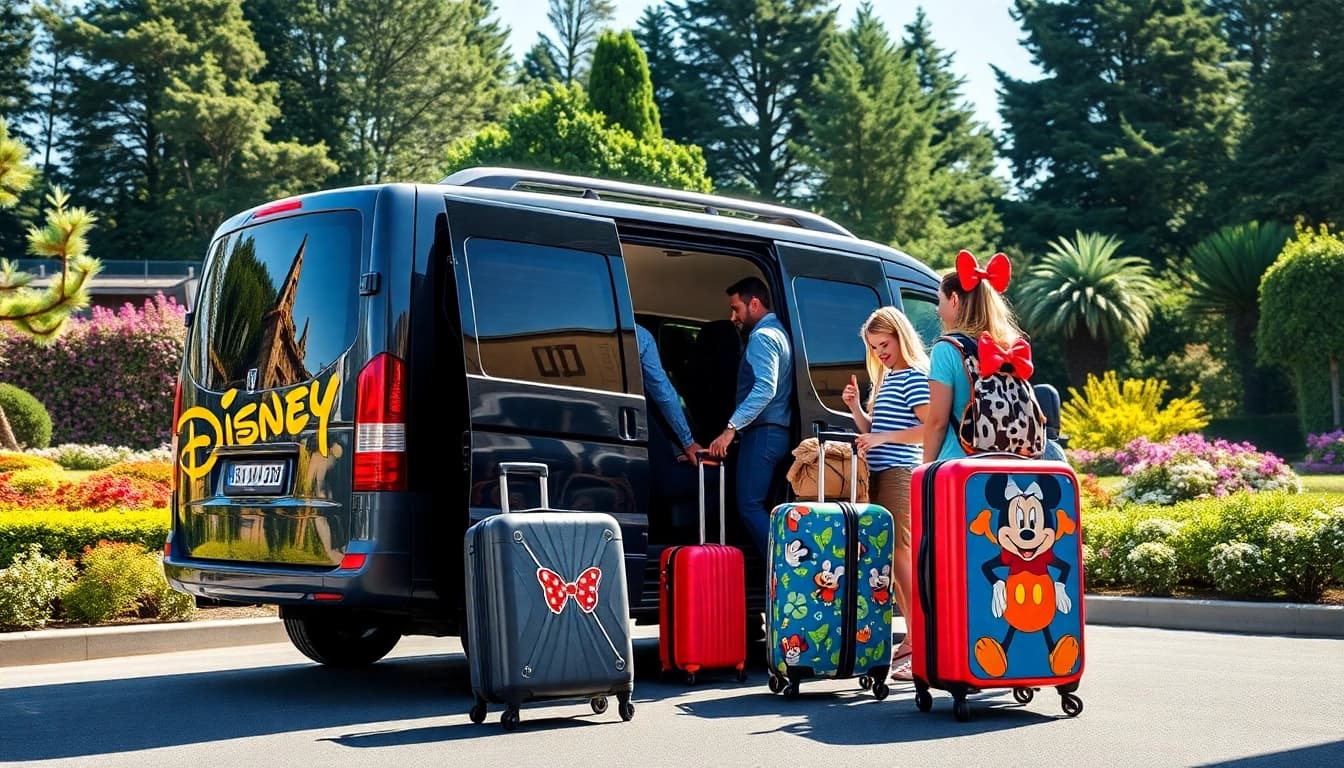 Beauvais Airport to Disney Transfer vehicle welcoming families to their Disney adventure.