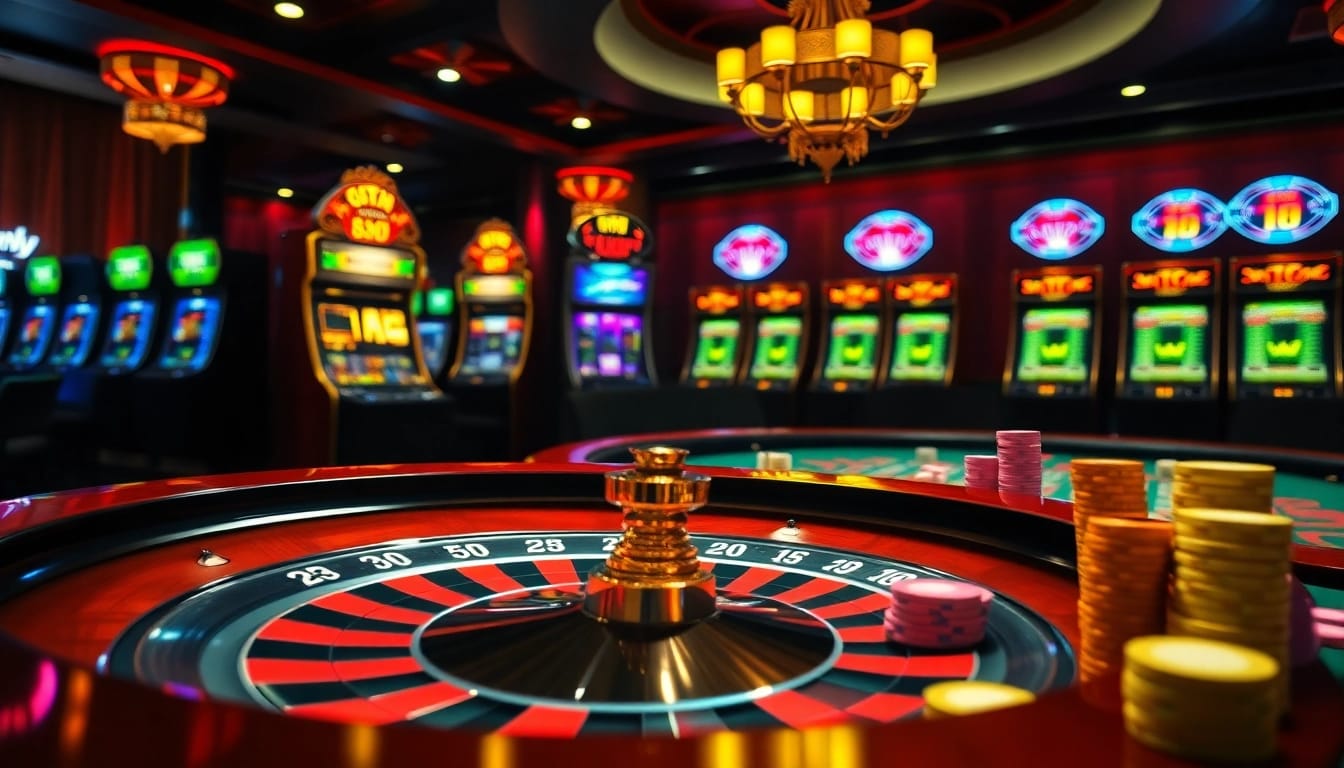 KPI4D players strategizing at a lively casino table with poker chips and cards.