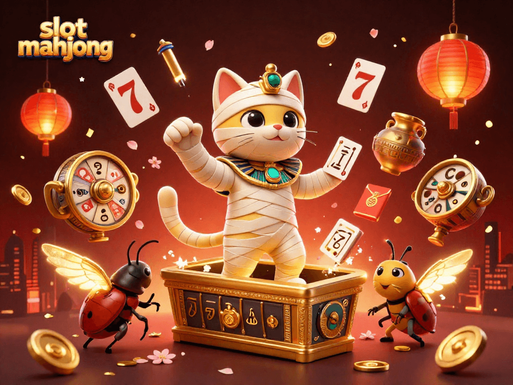 Slot mahjong memikat pemain dengan Mumi Mesir dan simbol keberuntungan di kasino.