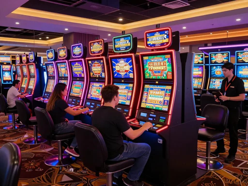 Experience thrilling gameplay at slot bet 50 machines with vibrant displays and engaged players.