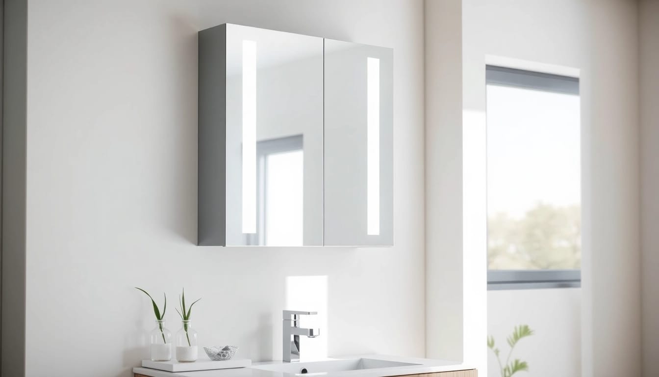 Verleihen Sie Ihrem Badezimmer mit dem modernen sonni Spiegelschrank ein elegantes Design.