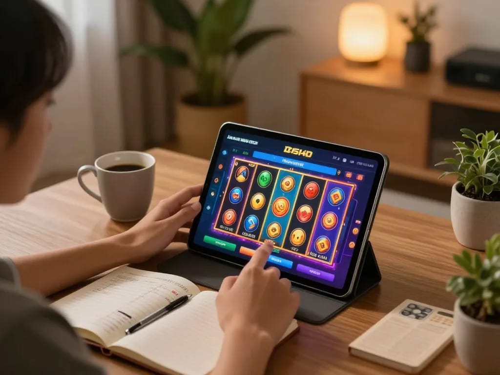 Antarmuka DASI4D link alternatif yang ditampilkan di tablet, mencerminkan suasana permainan rumah yang strategis.