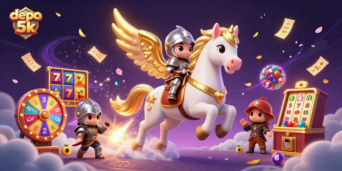 Experience big wins with depo 5k in this vibrant casino-themed 3D illustration.