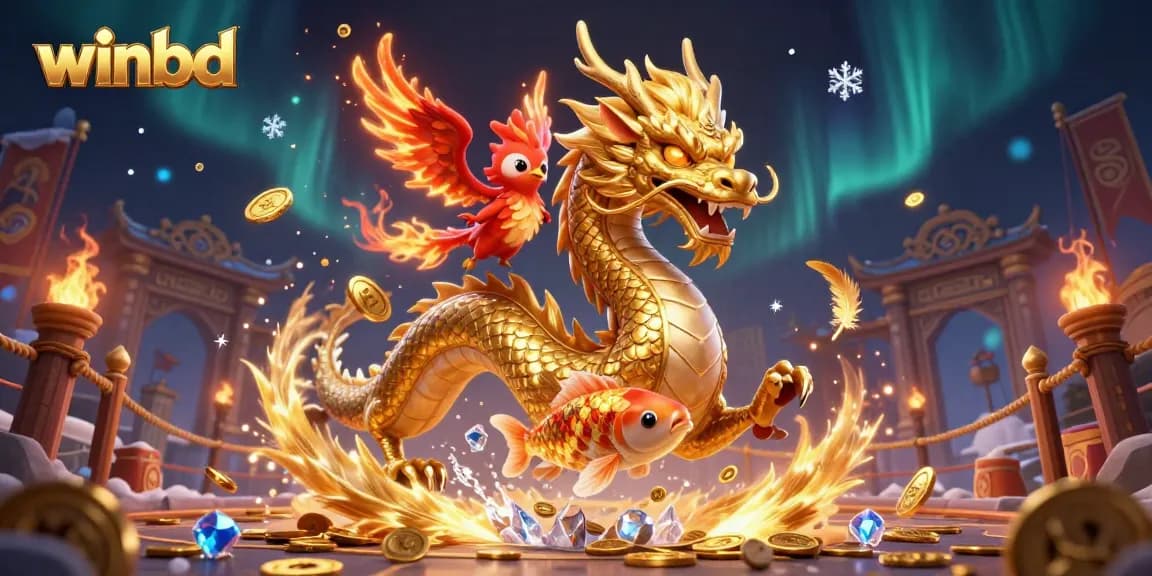 Experience thrilling wins at winbd with a fierce golden dragon and exciting gaming elements.