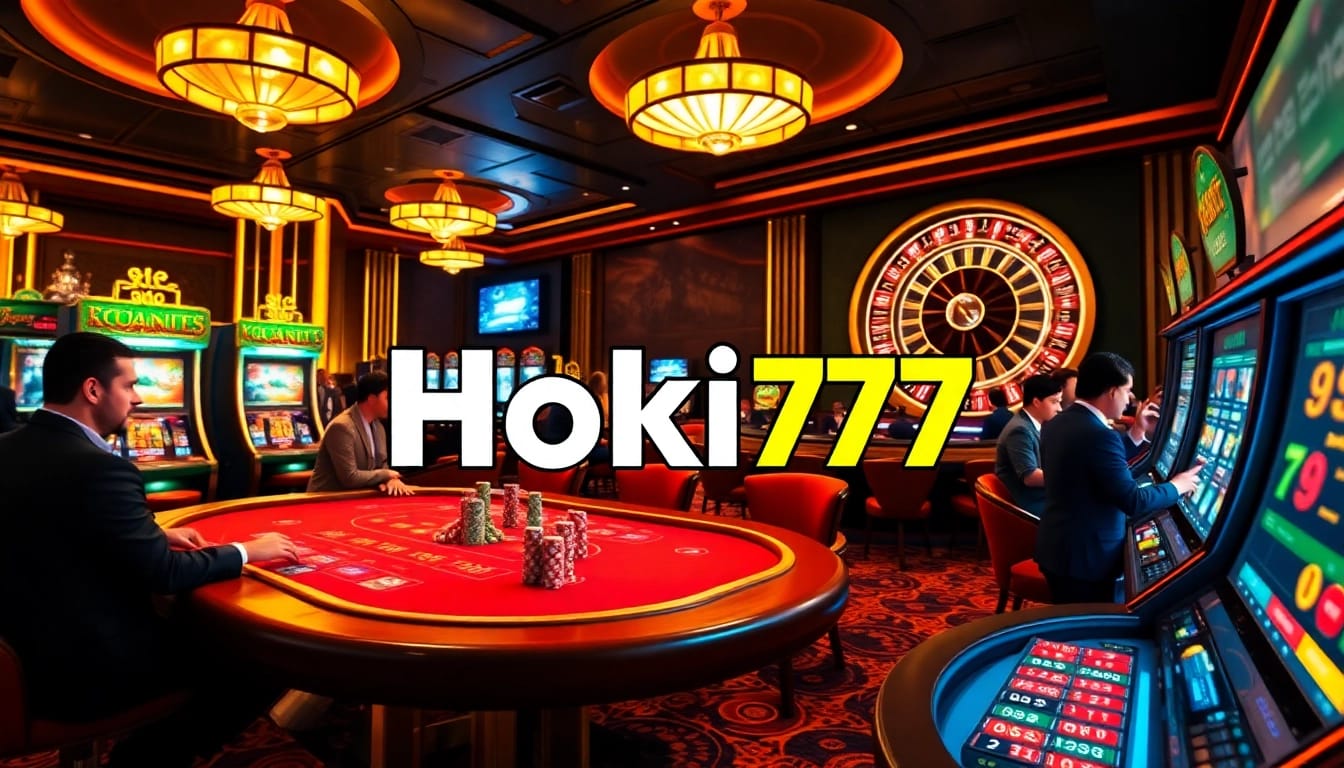 Experience thrilling gameplay at Hoki77 with vibrant casino tables and exciting slot machines.