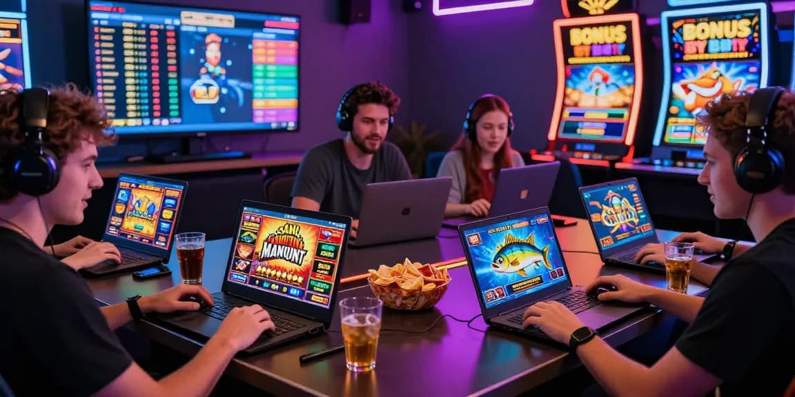Players enjoying Bonus Buy slots at https://aboutderbyshire.co.uk, showcasing exciting gameplay on laptops and mobile devices.