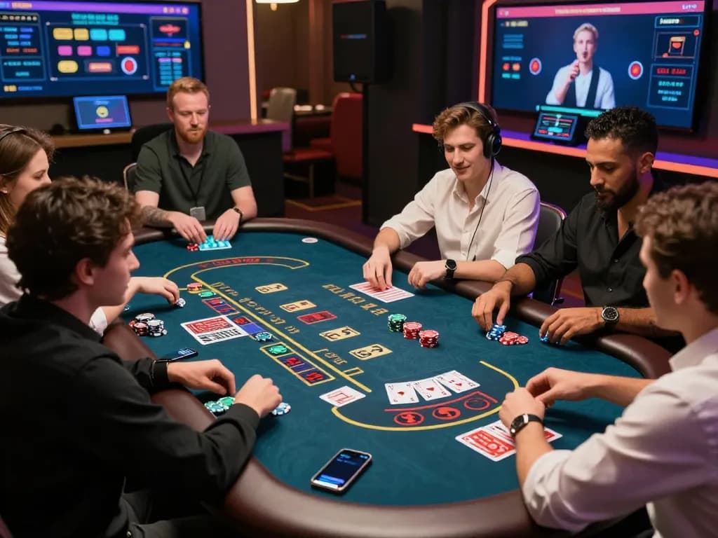 Engaging baccarat game at an online casino demonstrating exciting gameplay and diverse players enjoying the experience on various devices while placing bets