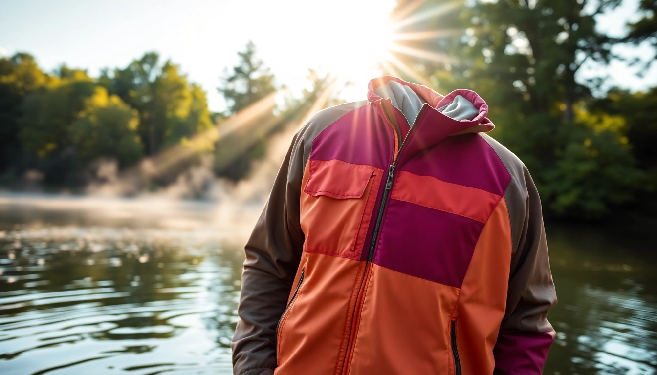 Angler in fly fishing apparel enjoying a peaceful morning on a serene lake.