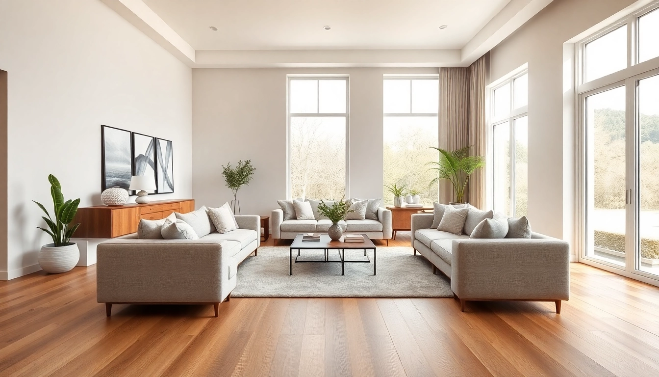 Showcasing lvp flooring in a luxurious living room with bright natural light and elegant decor.