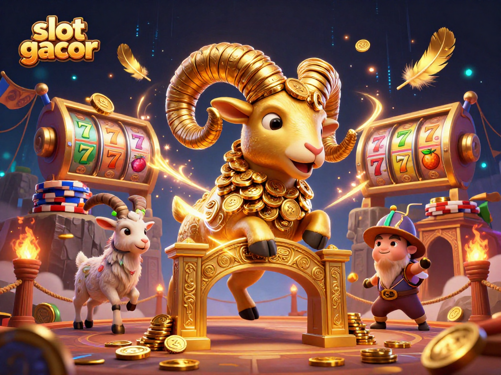 Slot gacor memberikan pengalaman bermain saham dengan karakter unik ram emas dan simbol keberuntungan.