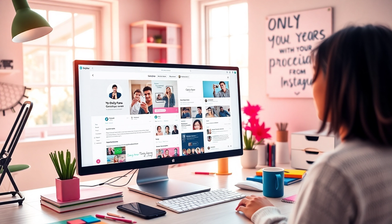 Find OnlyFans creators from Instagram displayed on a vibrant workspace, showcasing social media interactions.