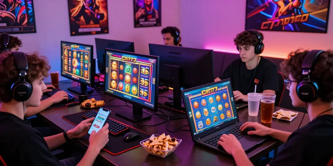Pengguna CR777 bermain slot online di perangkat modern dengan suasana ceria dan nyaman.