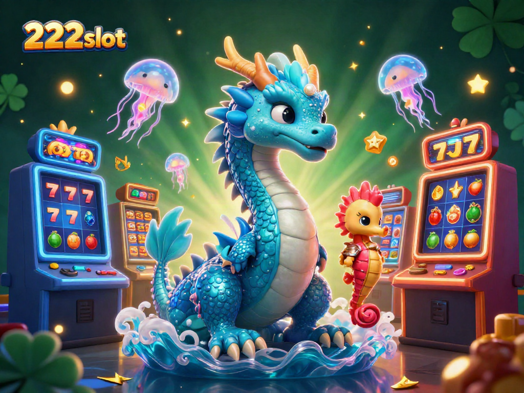 Keseruan 222slot dengan karakter naga dan ikan kuda dalam ilustrasi 3D yang menarik
