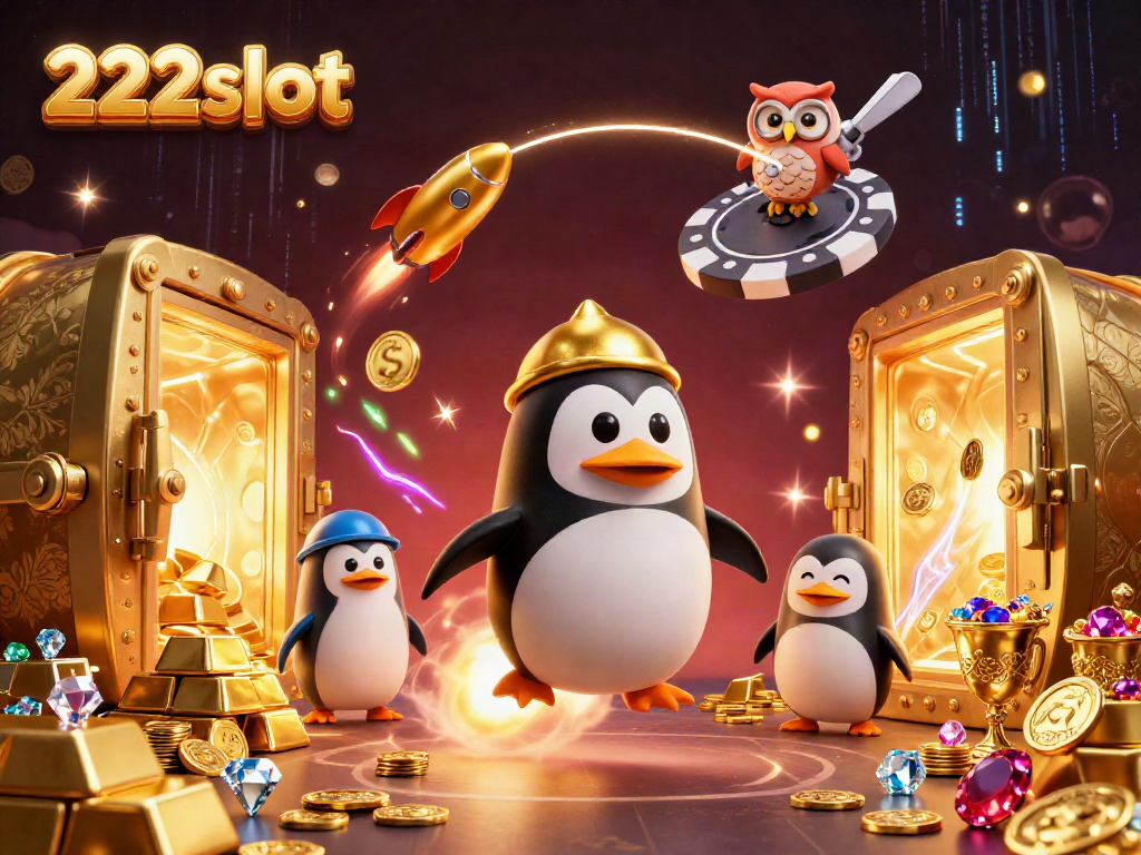 Gulung slot dan jackpot menanti di 222slot, dengan penguin emas dan harta karun
