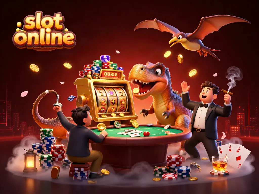 slot online: Dinosaurus kartun bermain mesin slot yang menghasilkan koin jackpot