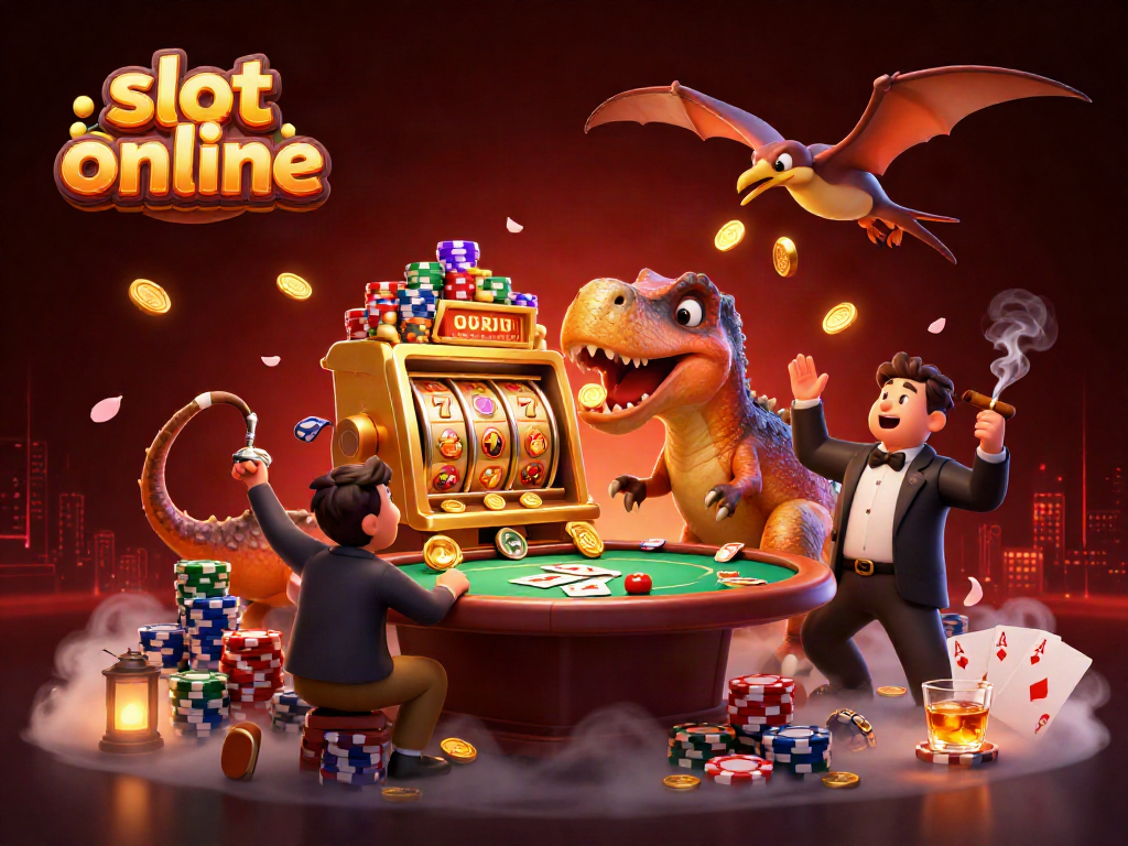 slot online: Dinosaurus kartun bermain mesin slot yang menghasilkan koin jackpot