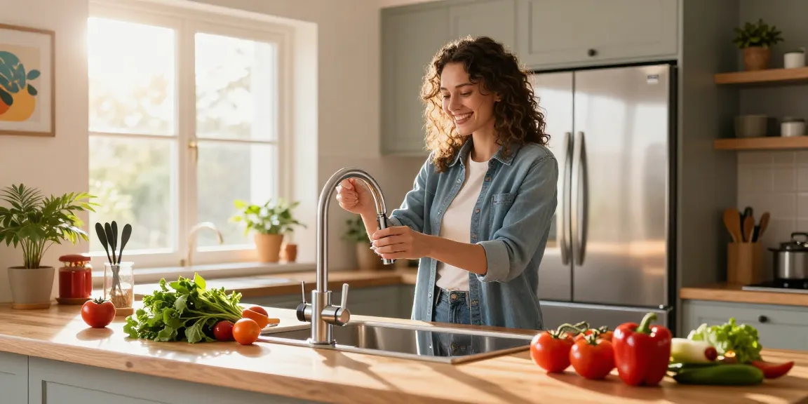 Kitchen faucets installation in a bright modern kitchen with fresh ingredients and stylish decor.