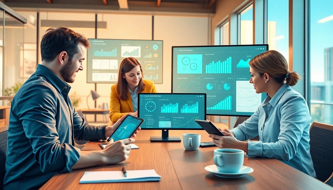 Engage with the enterprise assistant platform in a modern office, showcasing productivity tools and teamwork.
