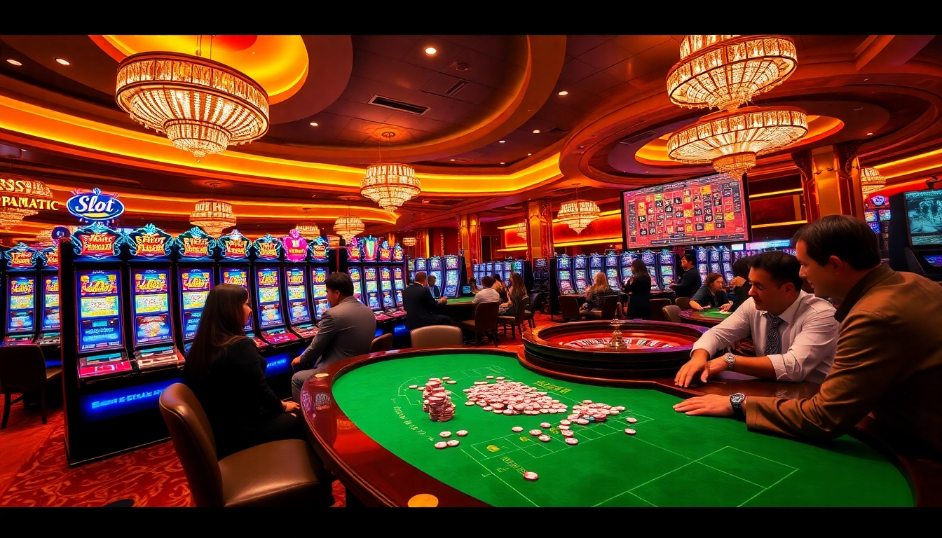 Experience the thrill of slot pragmatic gaming at an upscale casino with vibrant machines.