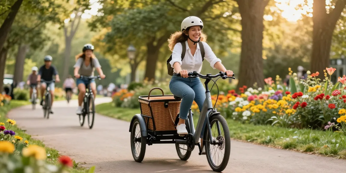 Experience the joy of riding the best electric tricycles in a sunny park scene.