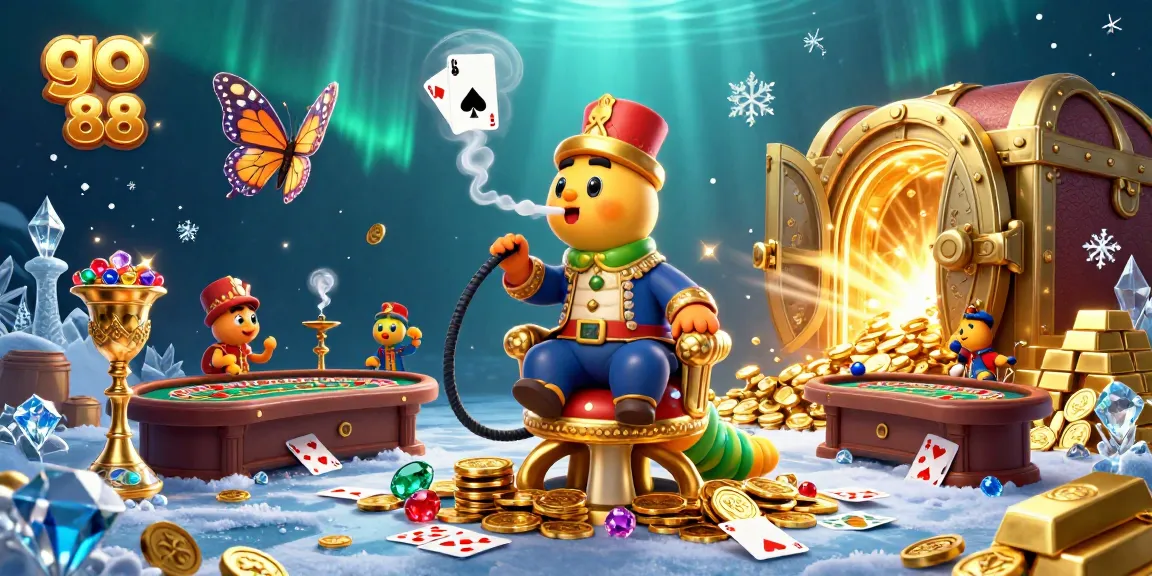 Experience the thrill with go 88 in a vibrant casino scene featuring a unique caterpillar character.