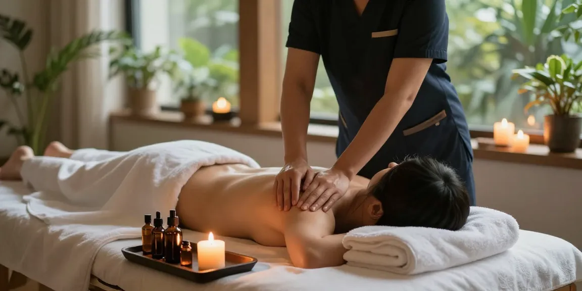 Expert massage therapy session showcasing 대구스웨디시 in a serene spa with candles and soothing oils.