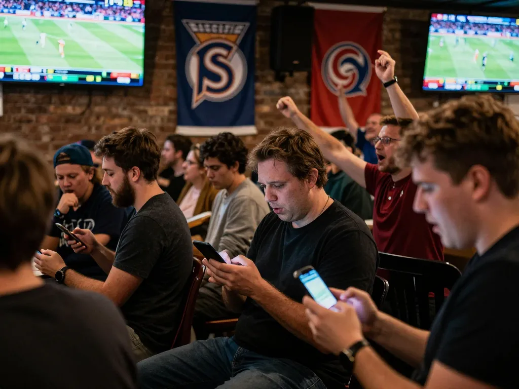 Cakhiatv enhances sports betting experience with live betting excitement in a vibrant bar setting.