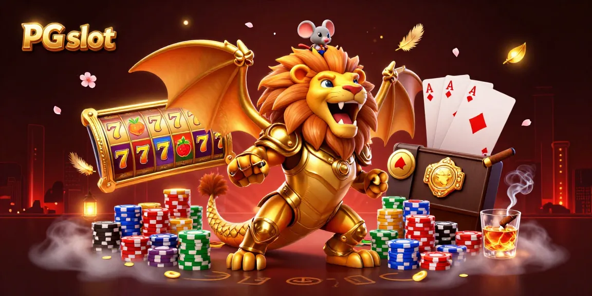 Spin the PG slot reels with vibrant 3D visuals featuring a winning chimera creature.