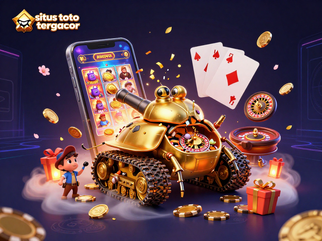 Experience the excitement of situs toto slot tergacor with a dynamic casino scene featuring a golden beetle tank.