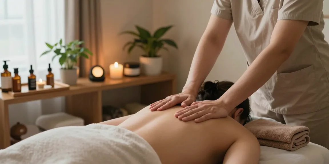 Client enjoying a 1인샵 massage therapy session in a tranquil spa environment.