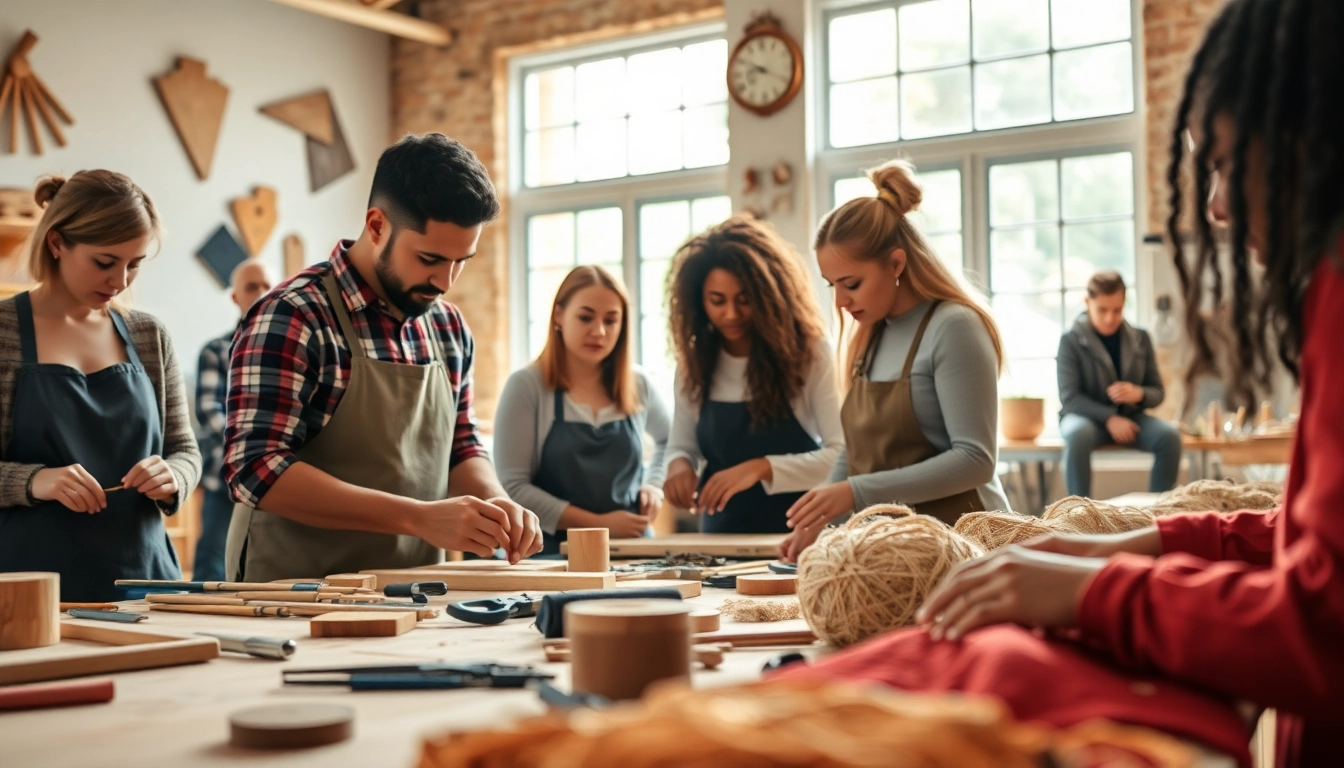 Engaging learners in craft training programs through collaborative hands-on activities in a bright workshop.