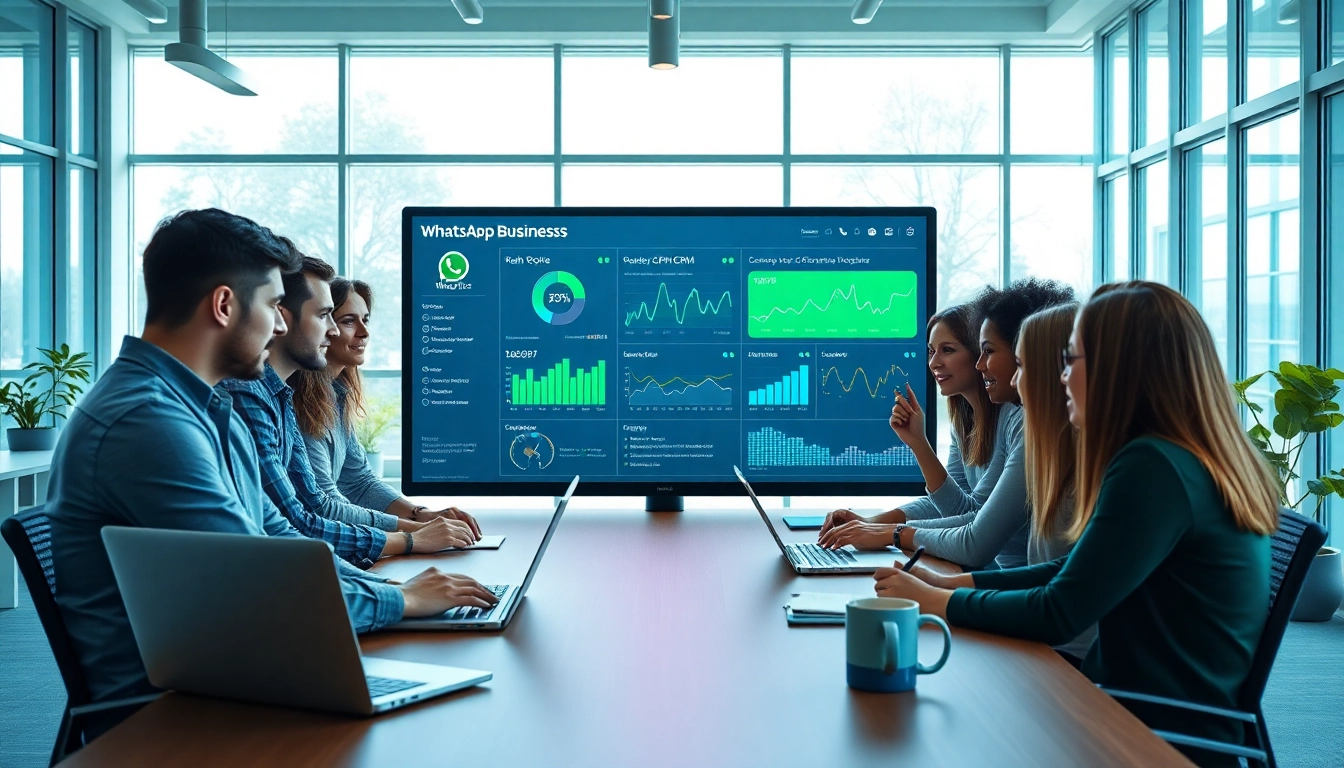Analyze business data using WhatsApp Business CRM in a modern workspace.