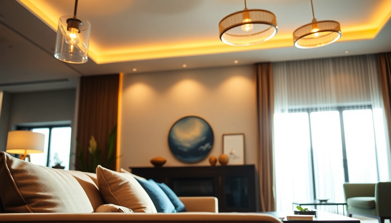 Sleek illumination lighting up a modern living room design featuring elegant decor.