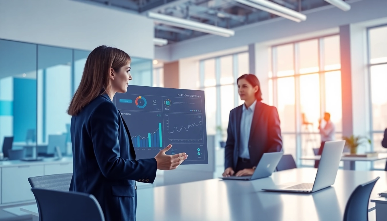 Engaging workspace showcasing the enterprise assistant platform with a human and digital interface interaction.