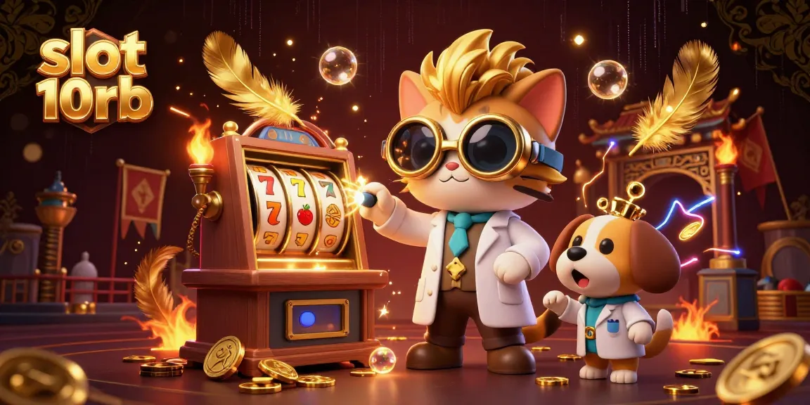 Capture big wins with slot 10rb featuring a vibrant 3D casino scene with animated characters and winning symbols.