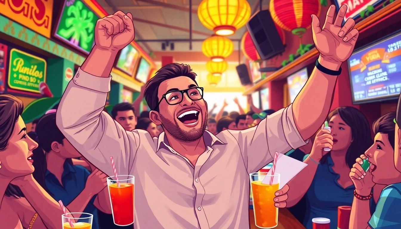 Exciting celebration of sports betting in Mexico in a vibrant sports bar.