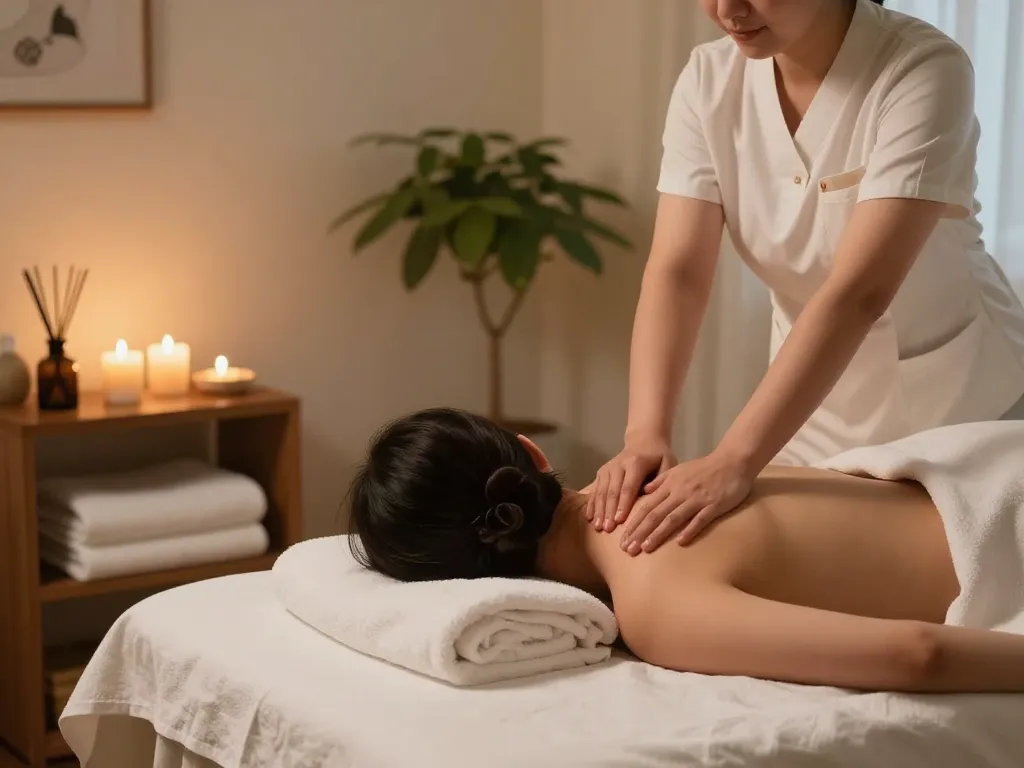 Relaxing 부전동마사지 session in a serene spa environment, showcasing soothing massage therapy.