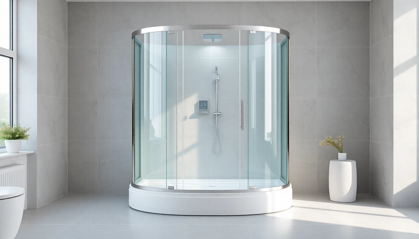 Moderne duschkabine 90x90 komplett in stilvollem Badezimmer mit eleganten Fliesen.