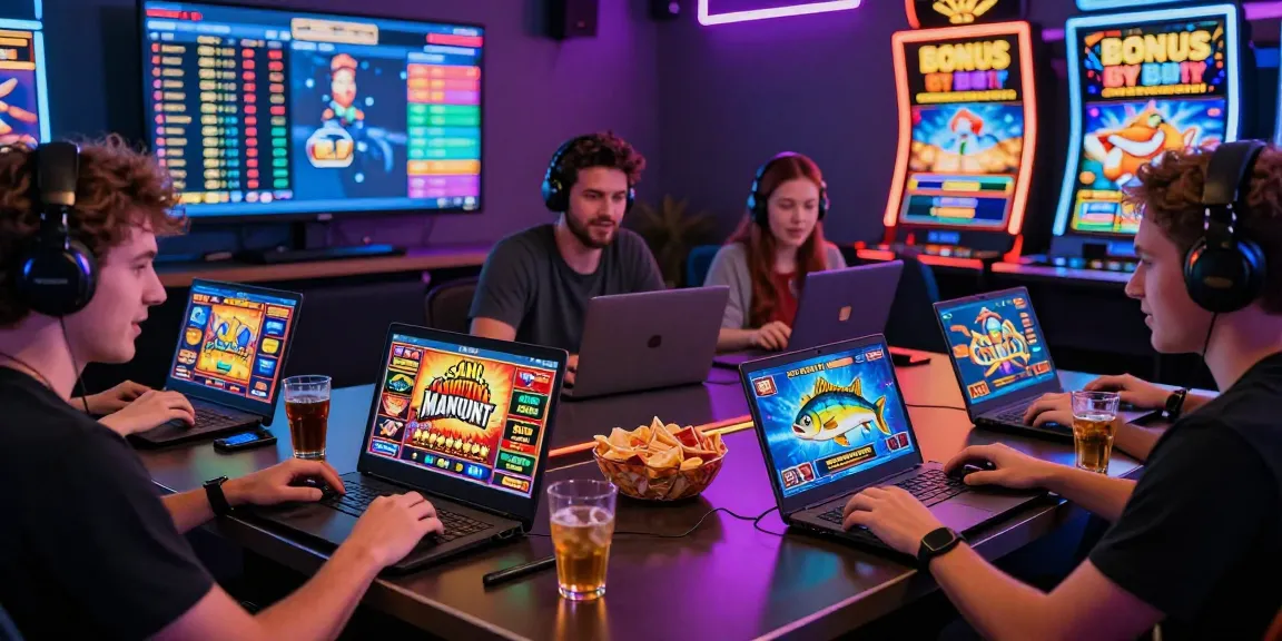 Players enjoying Bonus Buy slots at https://aboutderbyshire.co.uk, showcasing exciting gameplay on laptops and mobile devices.