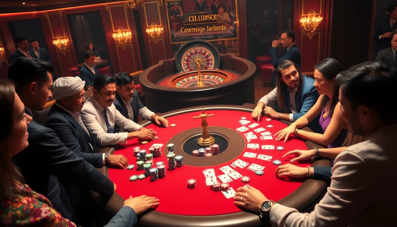 Players enjoy an exciting poker game at a luxurious casino featuring zonafilm-inspired visuals.