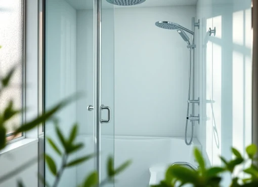 Genießen Sie die elegante sonni Duschkabine mit glänzendem Glas und modernen Armaturen.