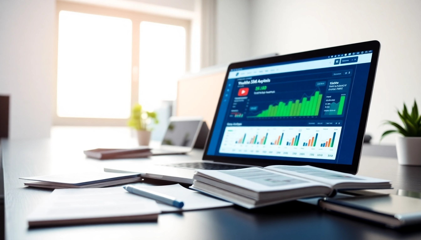 Analyze key metrics through a professional setup showcasing youtube smm panel services.