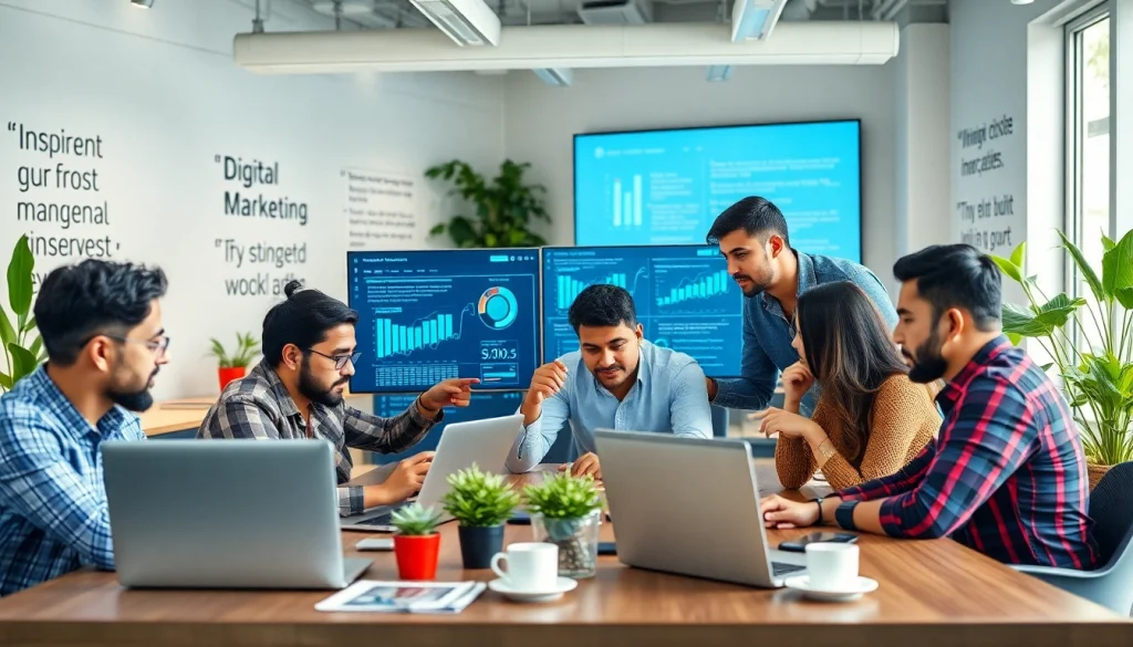 SEO company Malaysia team engaged in strategic discussions in a vibrant office.