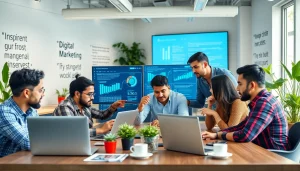 SEO company Malaysia team engaged in strategic discussions in a vibrant office.