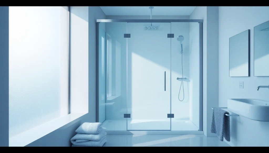 Die sonni Duschkabine in einem modernen Badezimmer, das elegantes Design und hochwertige Materialien zeigt.